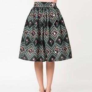 Unique Vintage Plus Size Floral Skirt 1X